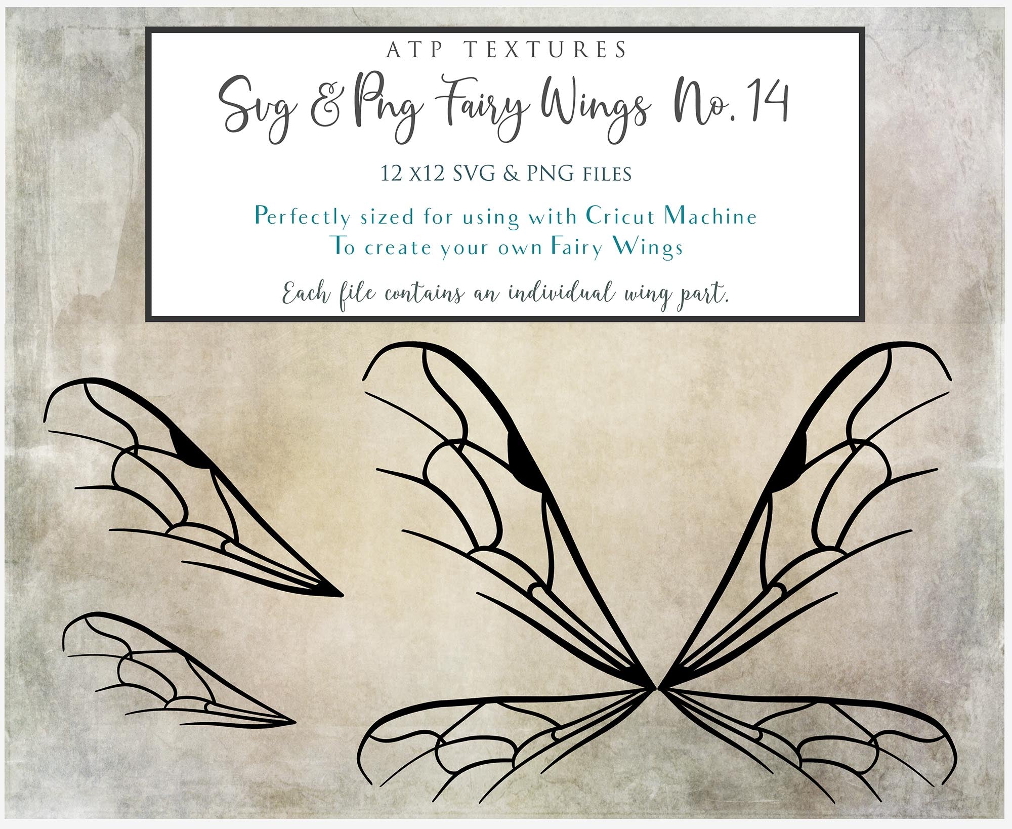 SVG & PNG Fairy Wing files for Cricut or Silhouette Cameo Cutting Machine. To create wearable fairy wings, in adult or children sizes.  Use this clipart design for Halloween Costumes, Fantasy or Cosplay or photography. These are Individual Wing Pieces, for you to cut and assemble. This is a digital product.